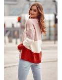 Cardigan scurt tricolor, roz inchis si rosu 3211070 - Magazin online - Boutique